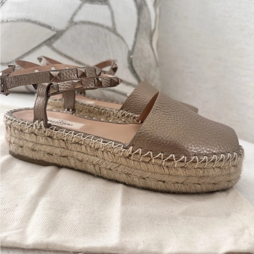 Valentino Garavani Studded Brown Espadrilles